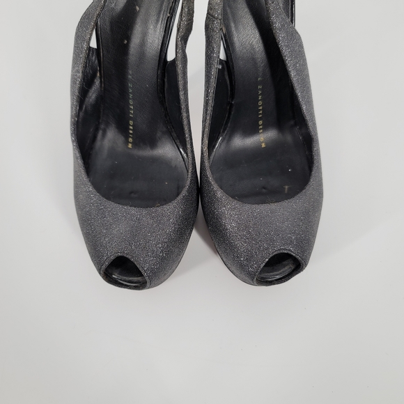 Giuseppe Zanotti Monro Black Glitter Platform Slingback Pumps Size 35.5 - Picture 10 of 13